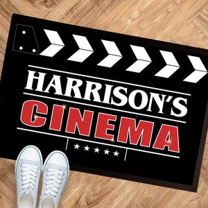 Personalised Cinema Room door mat | Clapperboard - Movie theater decor accessories room mat