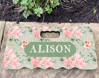 Personalised Garden Kneeling Pad - Foam Pad 40cm x 20cm Sage Floral Kneeler Mat