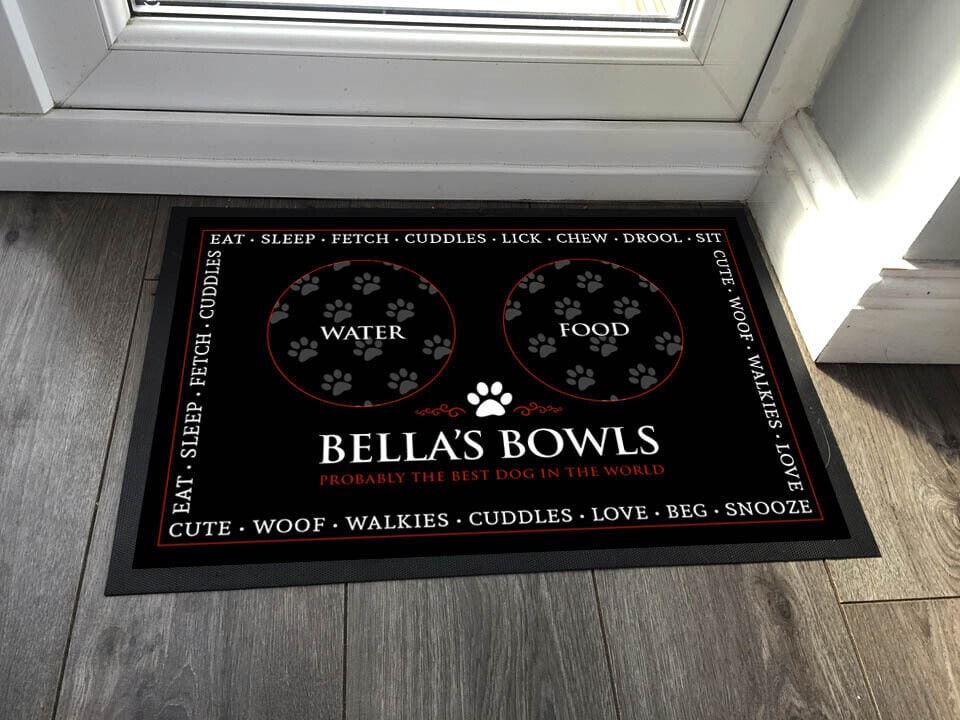 Personalised Large Dog Feeding Mat – Royal Grey Crest, 60x40cm, Non-Slip Rubber & Polyester – Portable & Customisable