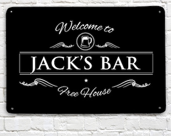 Personalised Bar Sign - Welcome Pints Printed Metal Sign A4 Home bar Beer Bar Sign