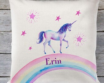 Personalized Unicorn Linen Cushion Cover - Children's Room Decor