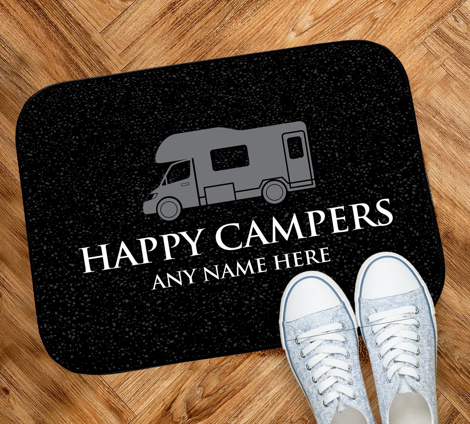 thumbnail image 2 of Personalised Motorhome Door Mat – Black, 44cm X 32cm, Non-Slip Rubber With Polyester Top, Made In UK 2 of 6