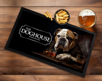 Corredor de bar personalizado - Cualquier nombre - Alfombra de corredor de bar casero de Bulldog Británico