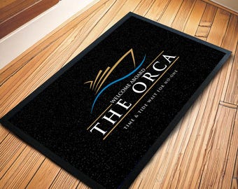 Personalised Boat Mat - Skipper Ship - Sailing boat | Nautical black boating Door Mat BM101