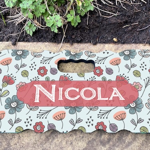 Personalised Garden Kneeling Pad - Foam Pad 40cm x 20cm hand drawn tulips botanical Kneeler Mat
