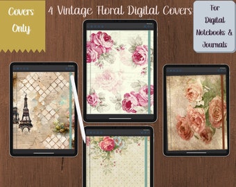 Vintage Floral Digital Planner Covers: iPad Journaling (PDF)