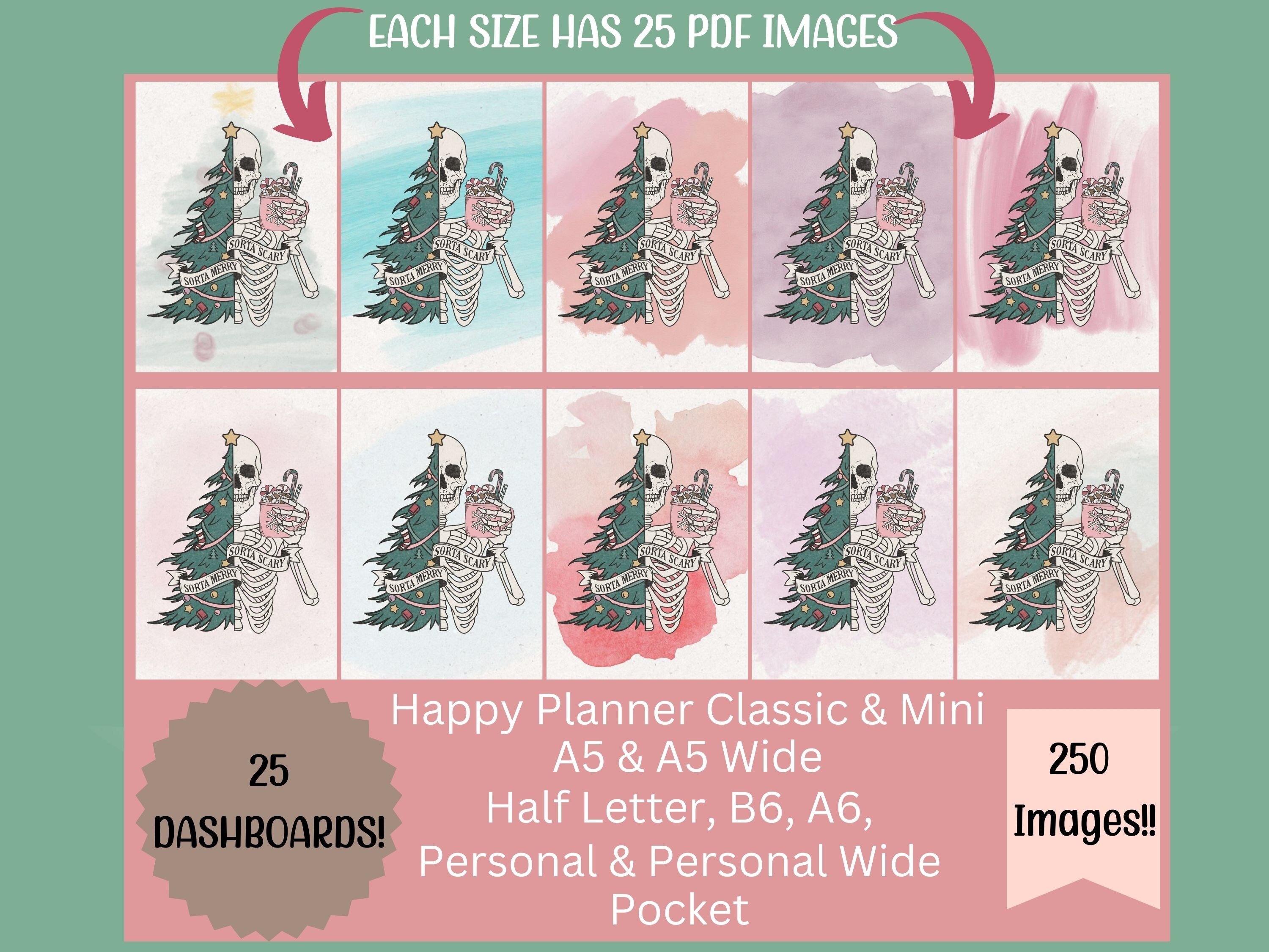 Festive Skeleton Coffee Printable Planner Dashboard - Multiple Sizes ...