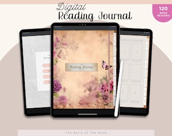 Floral Digital Reading Journal: Book Review Tracker for Goodnotes (PDF)