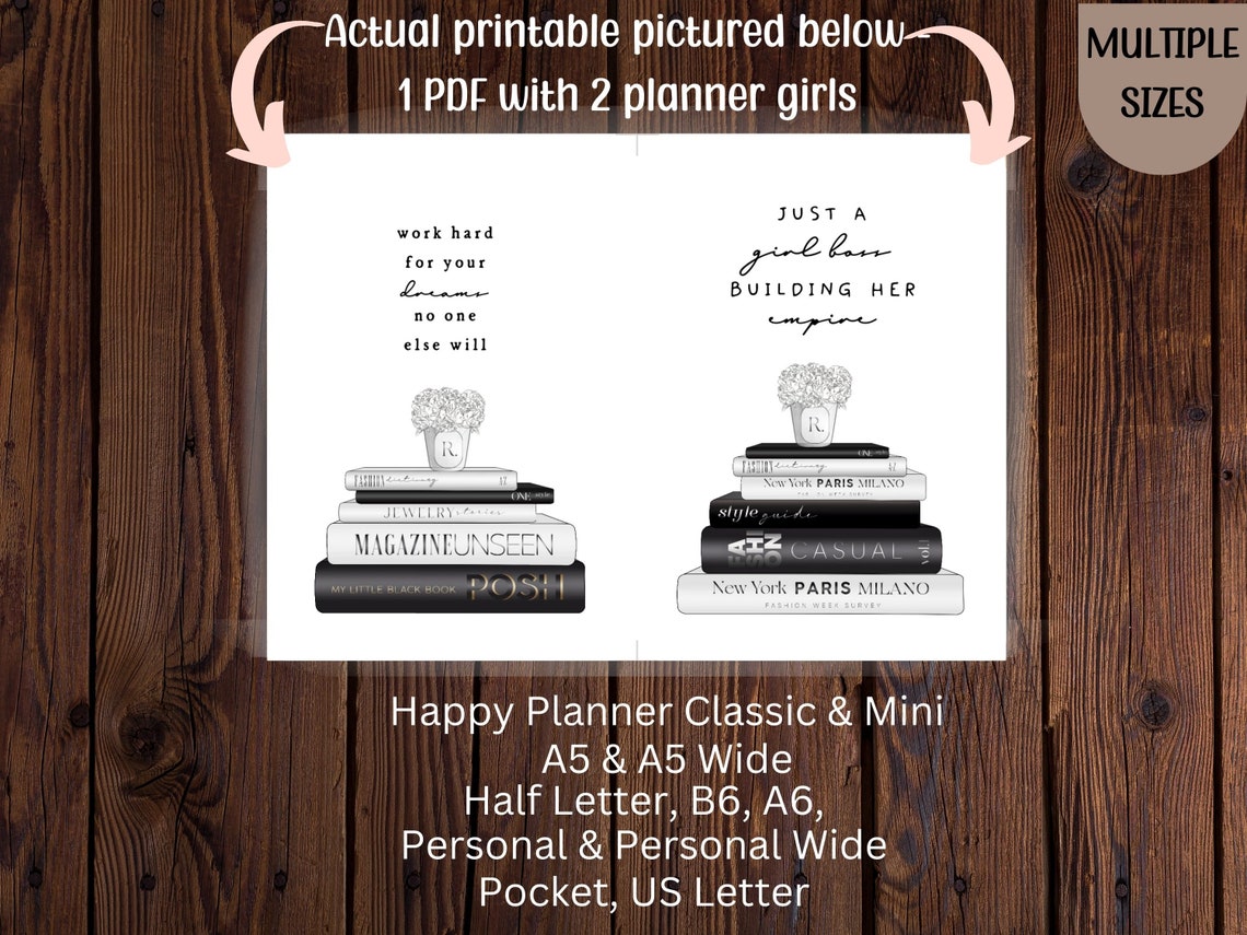 Printable Planner Dashboard Bundle Pack - Black and White Inspirational ...