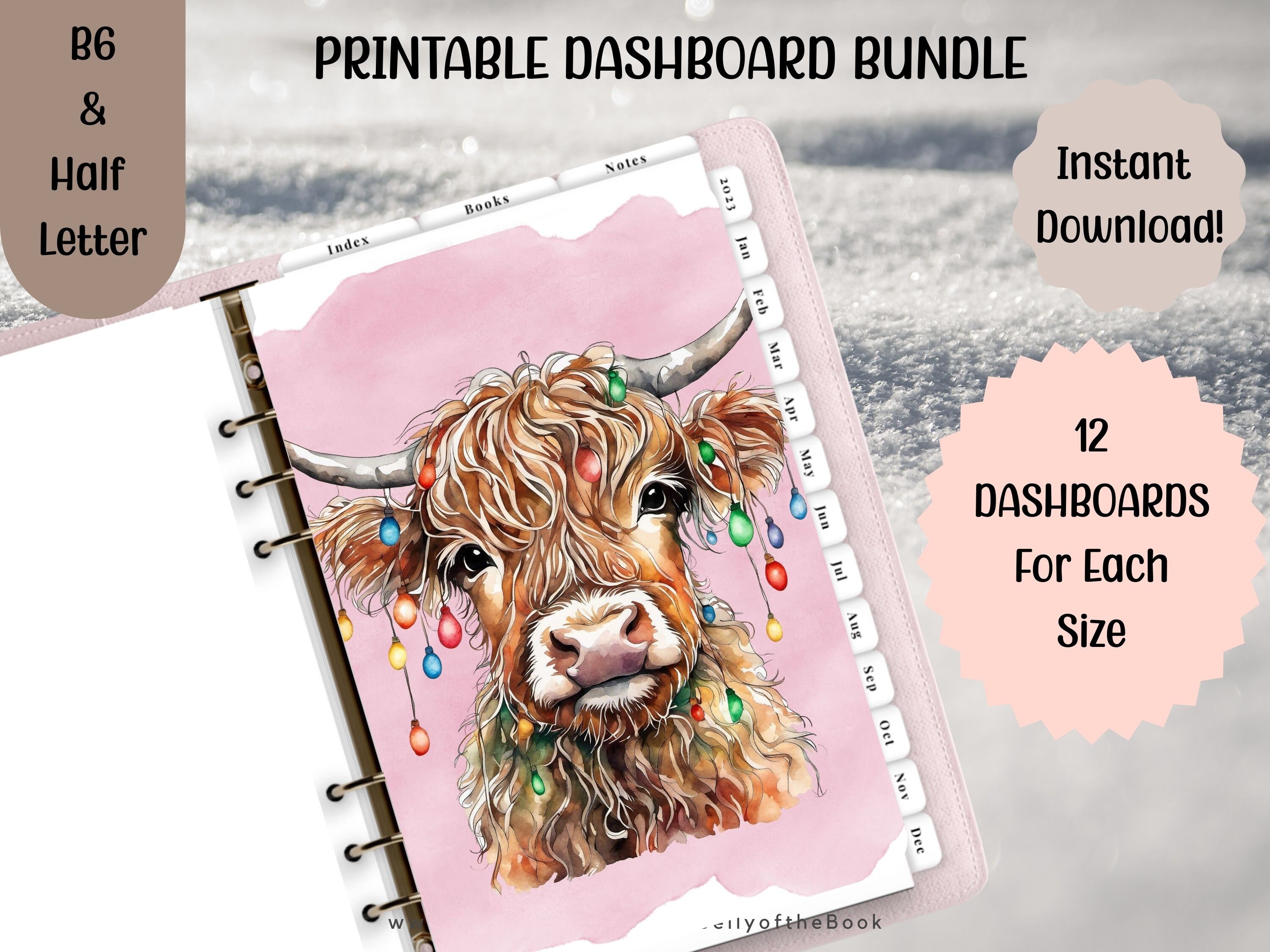 Get Organized for the Holidays with our Christmas Cow Planner Printable - Compatible with B6 & Half Letter Sizes and Ring Planner Accessory