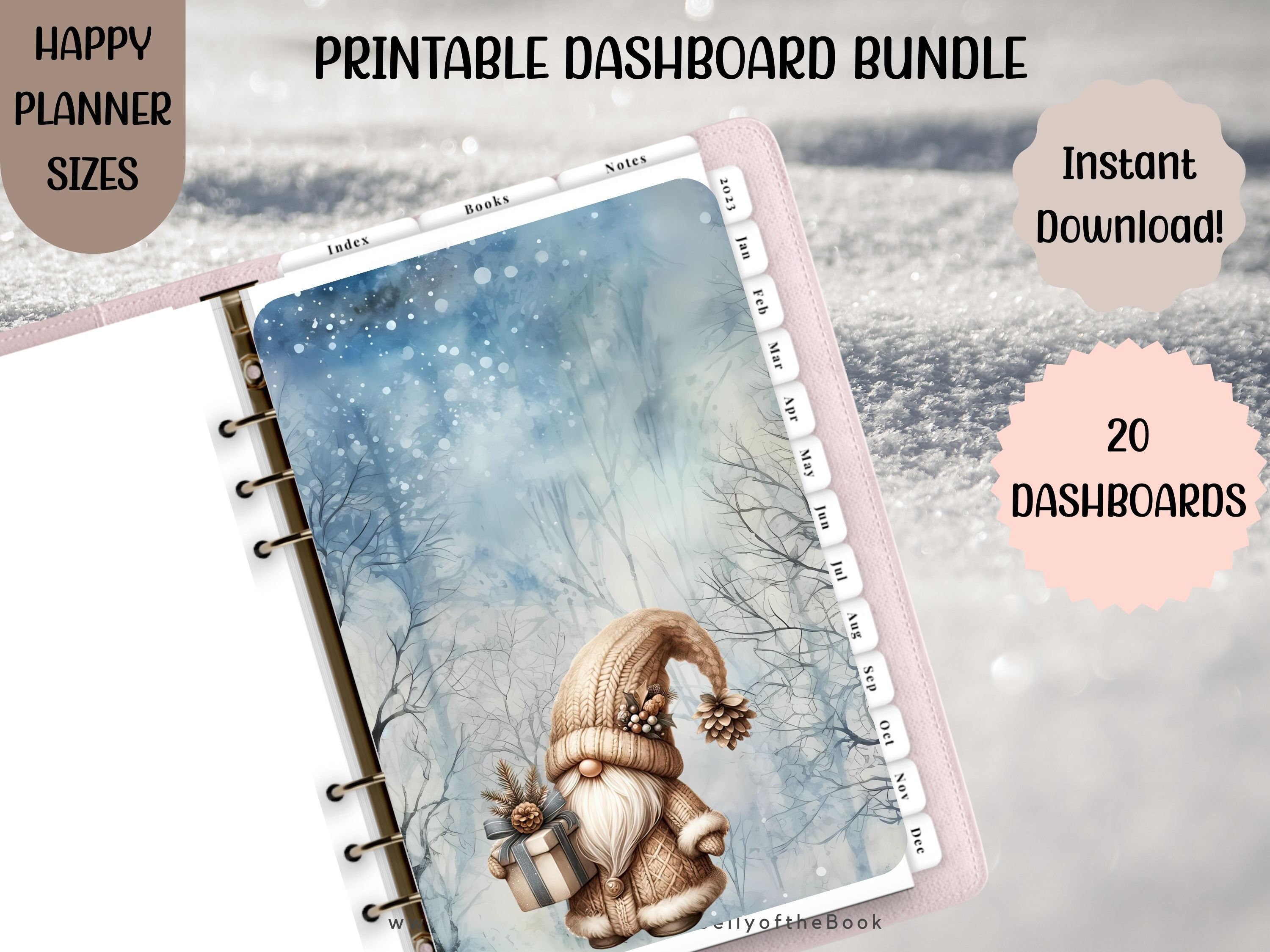 Christmas Gnomes Printable Planner Dashboards 20 Variations Happy ...