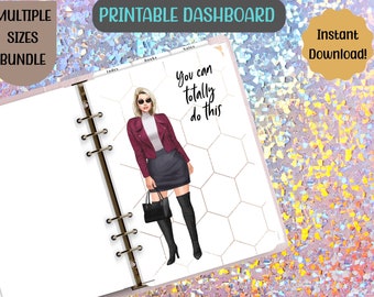 Fashion Girl Coffee Dashboard Printable | Stylish Planner Accessory in Multiple Sizes - Instant Download