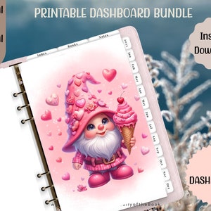 Valentine Gnome Planner Dashboards: Personal & Wide Sizes (Digital Download)