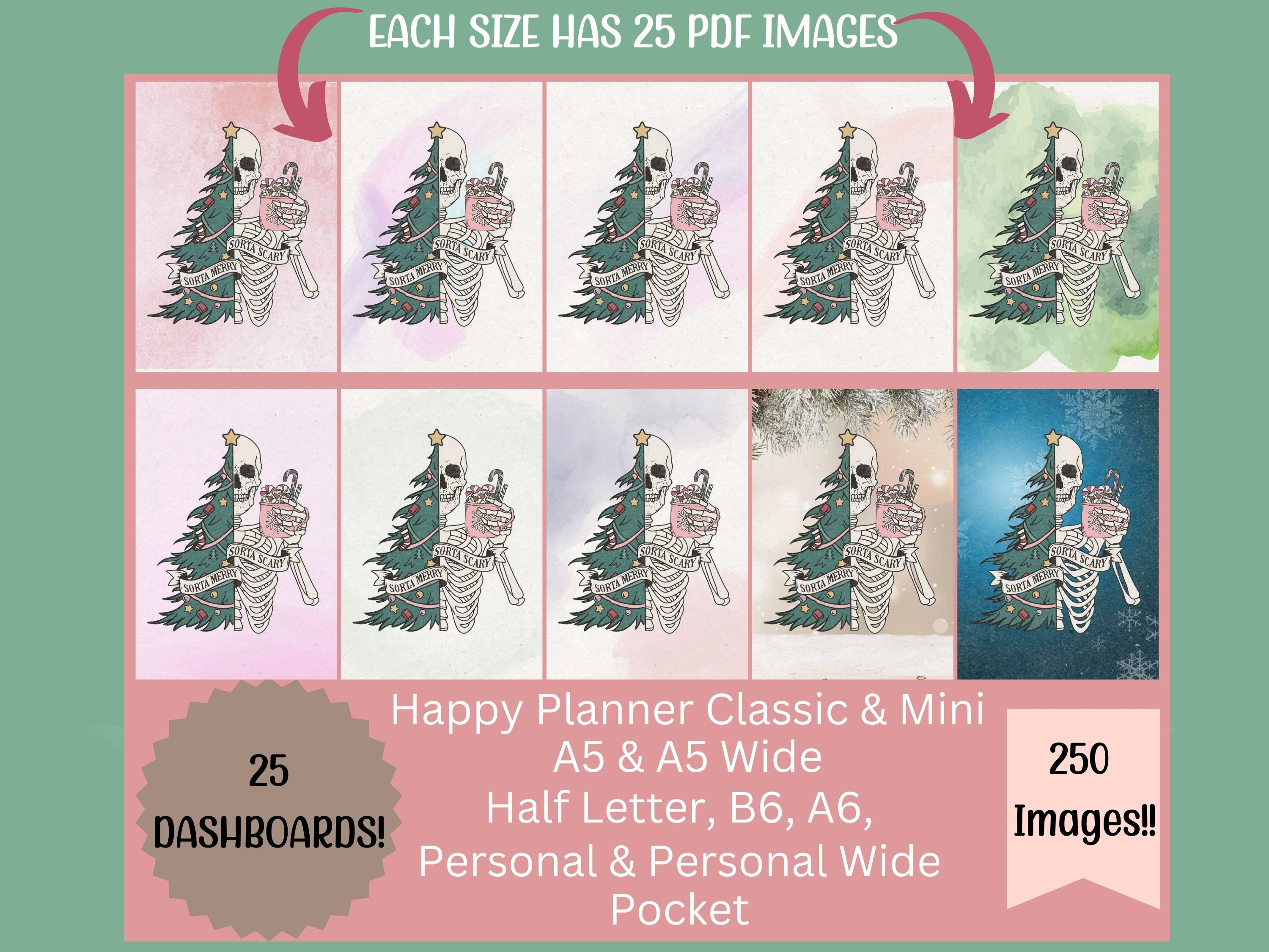 Festive Skeleton Coffee Printable Planner Dashboard - Multiple Sizes ...