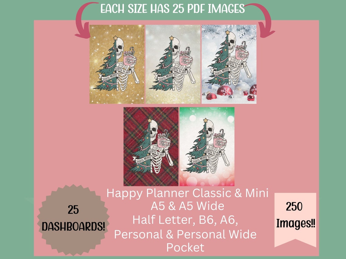 Festive Skeleton Coffee Printable Planner Dashboard - Multiple Sizes ...