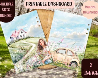 Watercolor Blossom Planner Dashboard: Multiple Sizes (PDF Download)