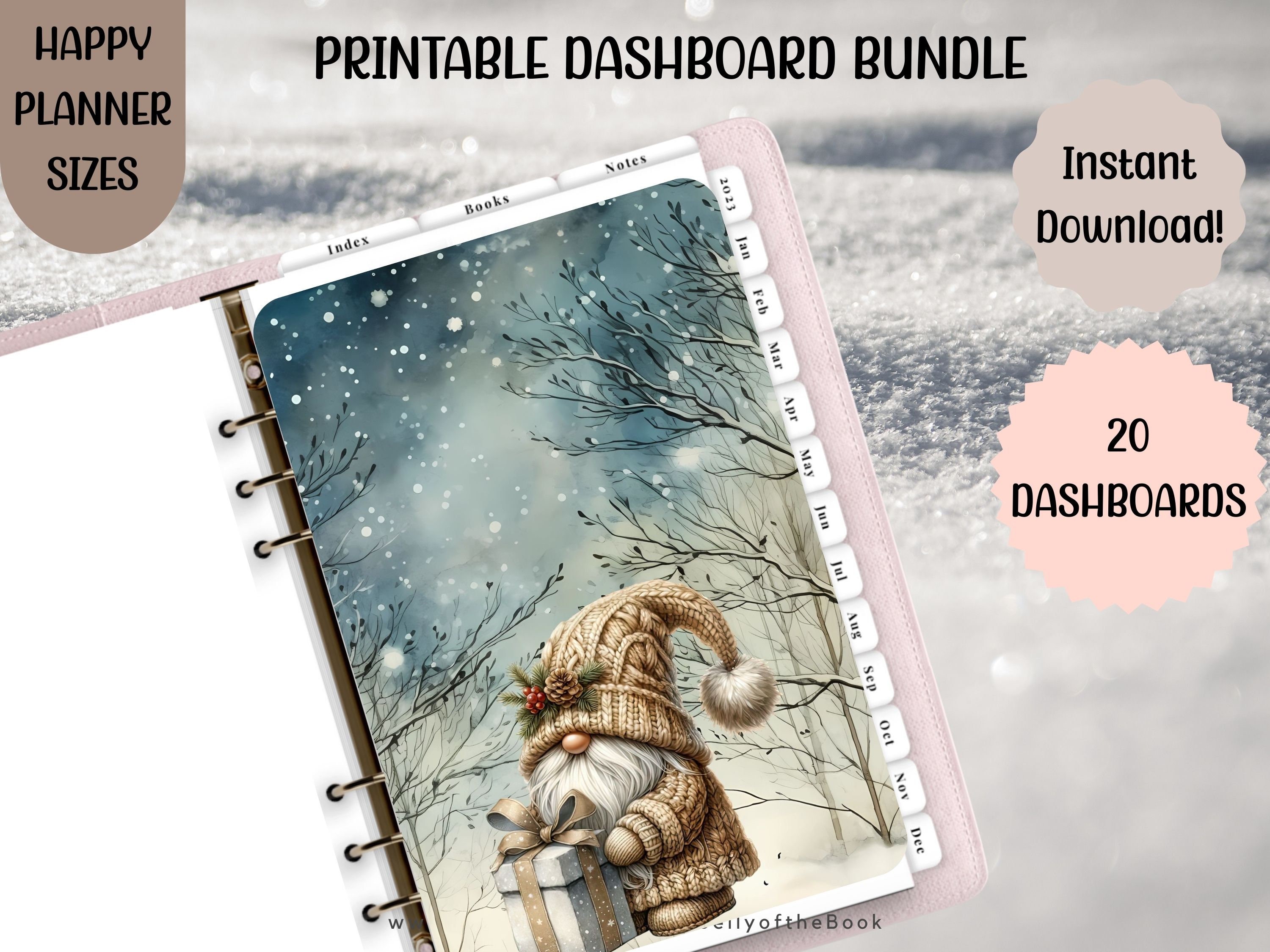 Christmas Gnomes Printable Planner Dashboards 20 Variations Happy ...