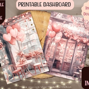 Valentine Cafe Printable Dashboard Set - Happy Planner & A5 Sizes - Instant Download