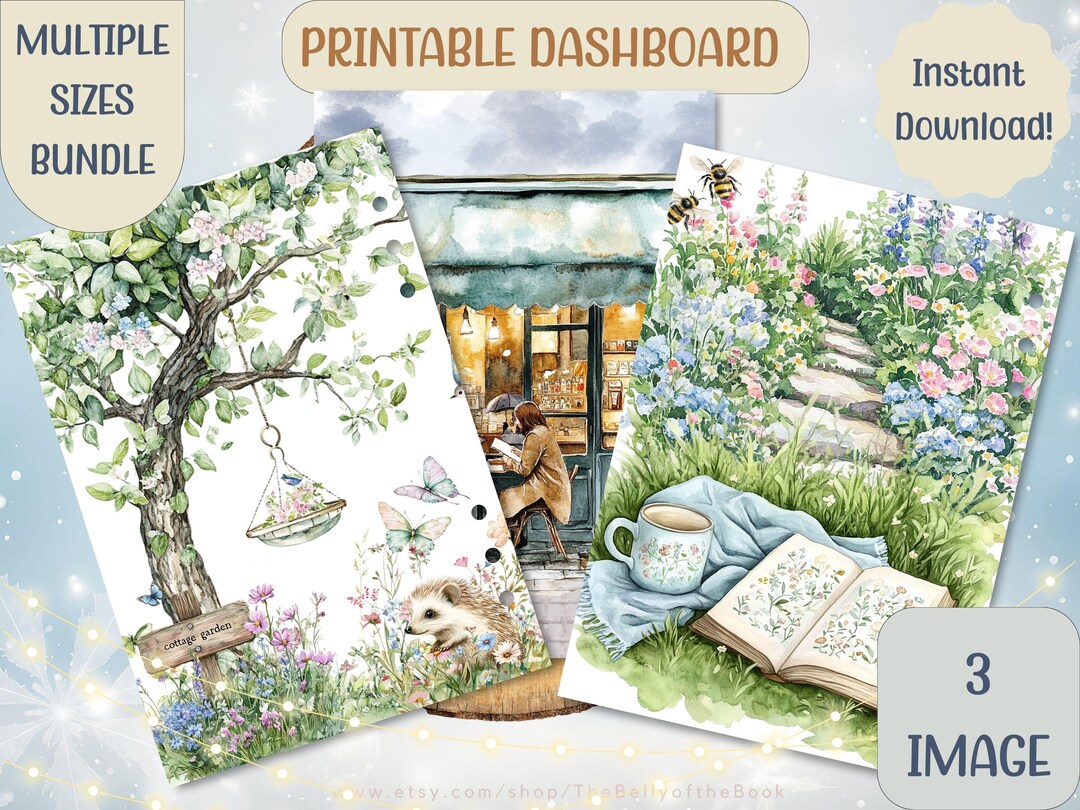 Cottage Garden Daydream Printable Dashboards – Set of 3 - Etsy