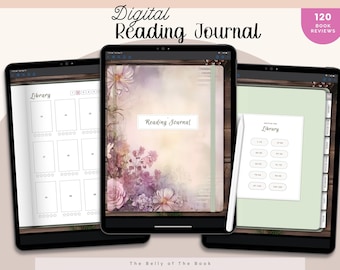 Floral Digital Reading Journal: Book Review Tracker for Goodnotes (PDF)