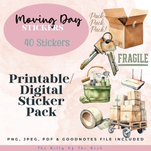 Moving Day Planner Stickers – 40 Digital Clipart, GoodNotes File & Printables