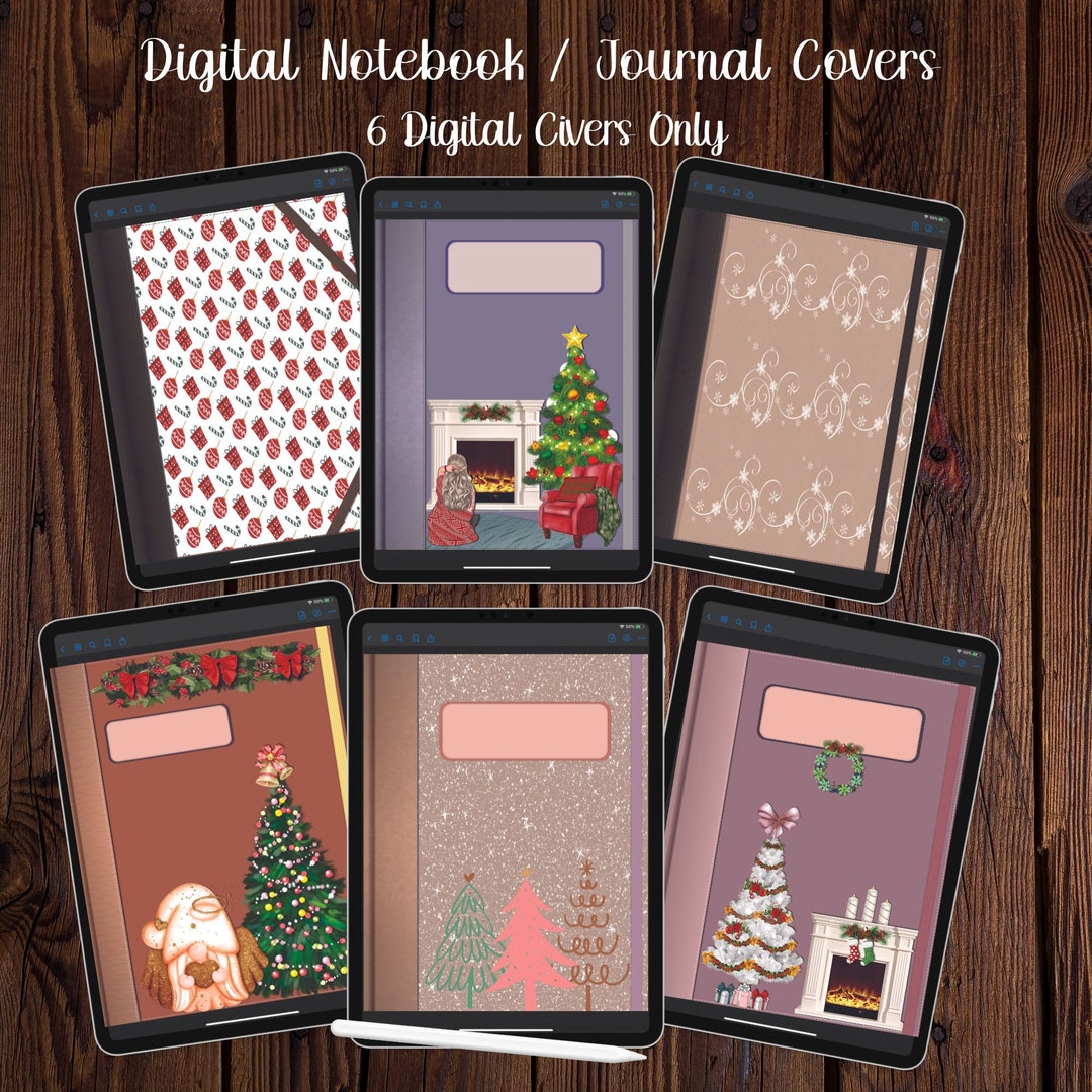 6 Christmas Digital Notebook Covers: Holiday Planner Decoration (PDF ...