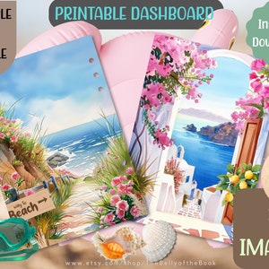 Sommer Spaß Printable Planner Dashboard Bundle - Strand & Blumenszenen - Instant Download - mehrere Größen