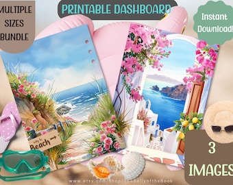 Sommer Spaß Printable Planner Dashboard Bundle - Strand & Blumenszenen - Instant Download - mehrere Größen