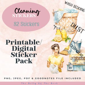 Cleaning Digital Stickers for Goodnotes | Housework Chores PNG PDF Printable Sticker Pack | Realistic Modern Digital Planner Clipart