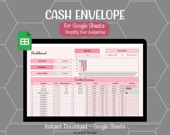 Pink Cash Envelope System: Google Sheets Budget Planner (Digital Download)