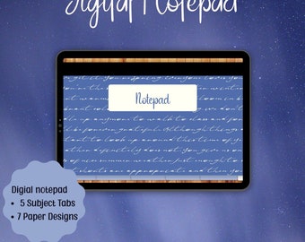 Blue Digital Notepad,  Goodnotes Notepad, Landscape Notepad For Notability, Goodnotes, Noteshelf, Samsung Notes, Hyperlinked Notepad