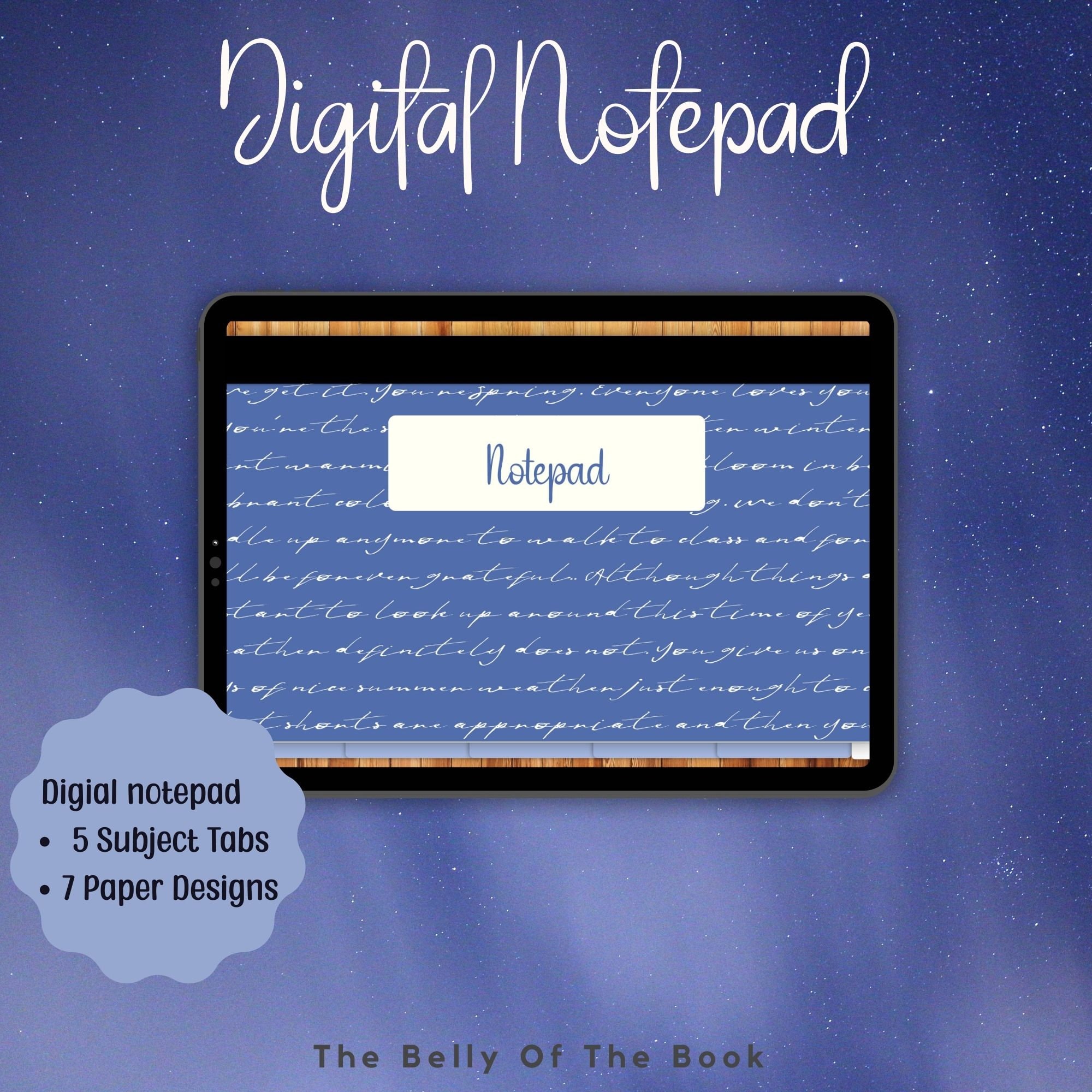 Blue Digital Notepad, Goodnotes Notepad, Landscape Notepad for Notability, Goodnotes, Noteshelf