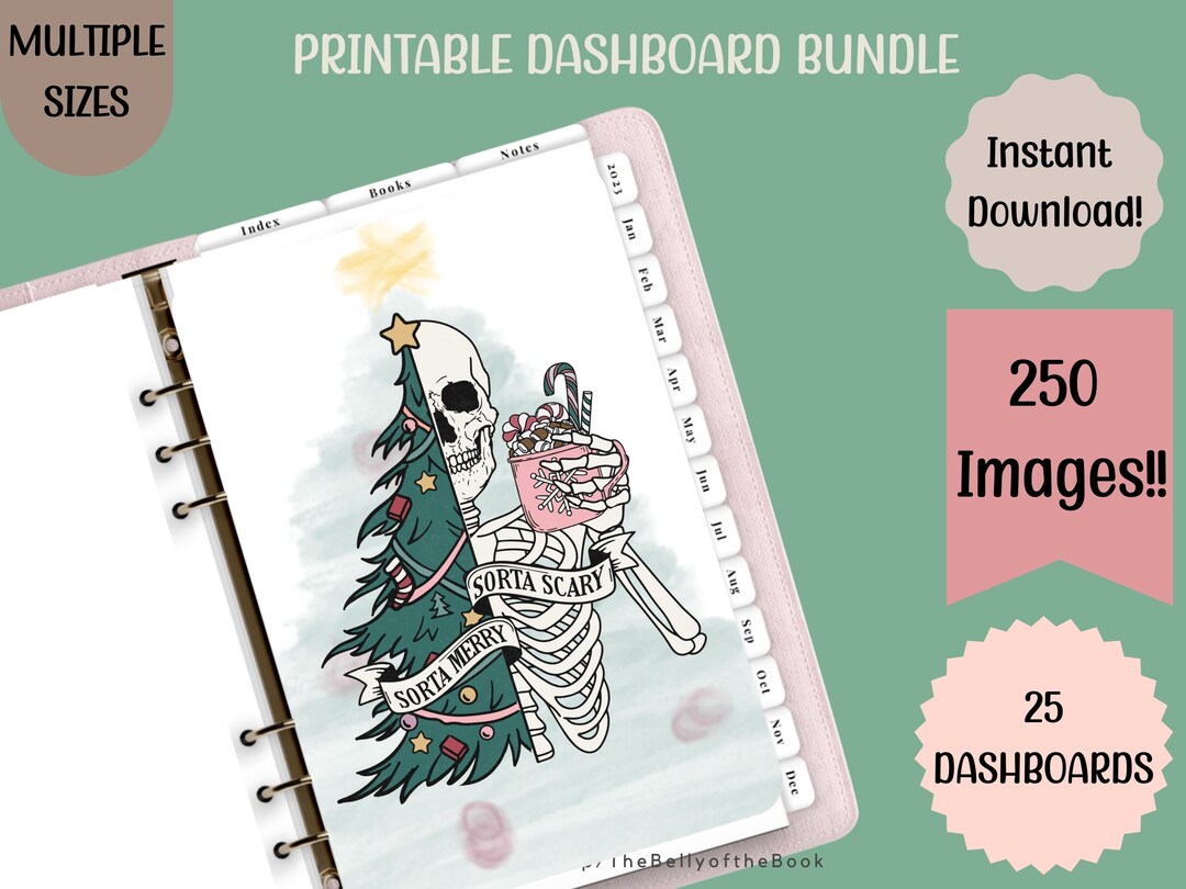 Festive Skeleton Coffee Printable Planner Dashboard - Multiple Sizes ...