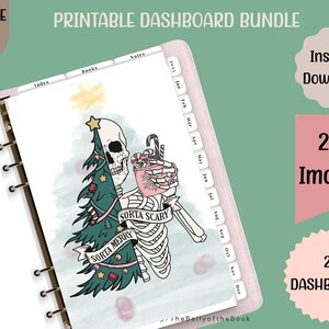 Festive Skeleton Coffee Printable Planner Dashboard - Multiple Sizes ...