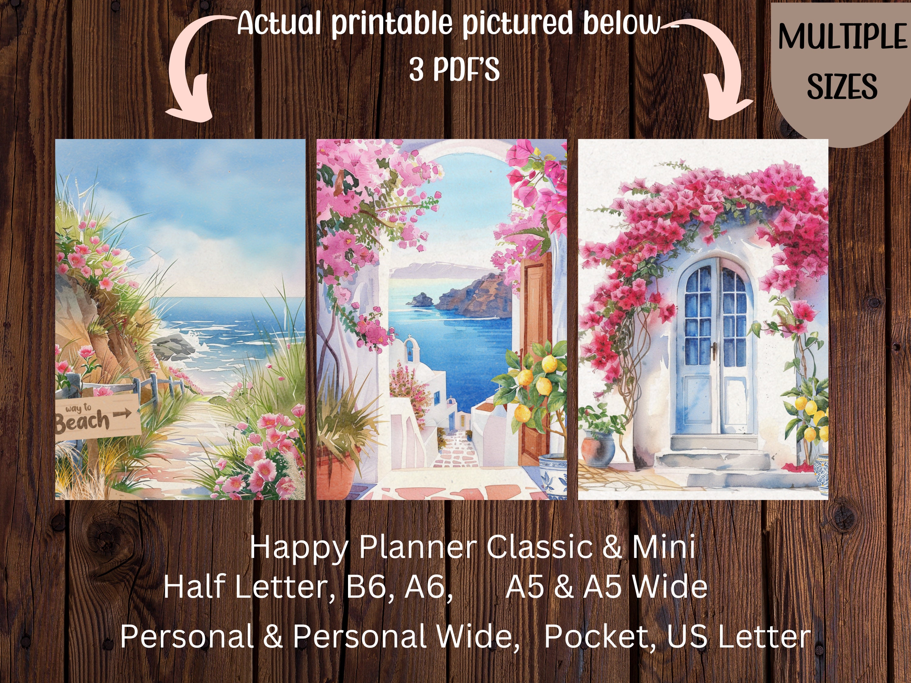 Summer Fun Printable Planner Dashboard Bundle - Beach & Floral Scenes ...