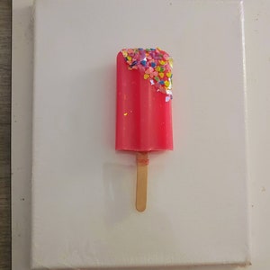 Resin Popsicle, Canvas Art, Valentine's Day Wall Art, Popsicle Wall Art, Pop Art, 3-D Art, Popsicle Decor, 3-D, Popsicle, Resin, Sculpture
