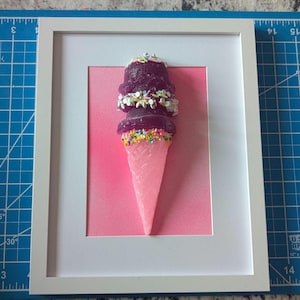 3-D Ice Cream Cone, Ice Cream Cone Wall Art, Pop Art, 3-D Art, Sculpture, 1 Ice Cream Cone Color of Your Choice