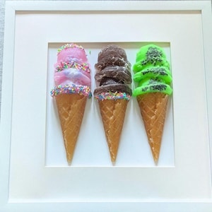 Ice Cream Wall Art, Pop Art, 3-D Art, Ice Cream Decor, Wall, 3-D, Sculpture, Ice Cream, Resin