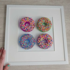 Resin Donut, Donut Wall Art, Food Art, Pop Art, 3-D Art, Donut Decor, Sculpture, Framed, 3-D, Donut, 4 Donut Colors Of Your Choice