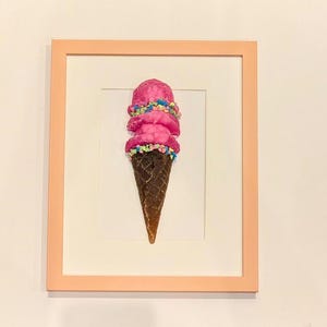 3-D Ice Cream Cone, Ice Cream Cone Wall Art, Pop Art, 3-D Art, Sculpture, 1 Ice Cream Cone Color of Your Choice