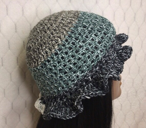 HANDMADE Crochet Bucket Hat - Light Gray and Dark Gray Handmade Crochet Bucket Hat Charcoal Gray Light Gray Color  main image 3