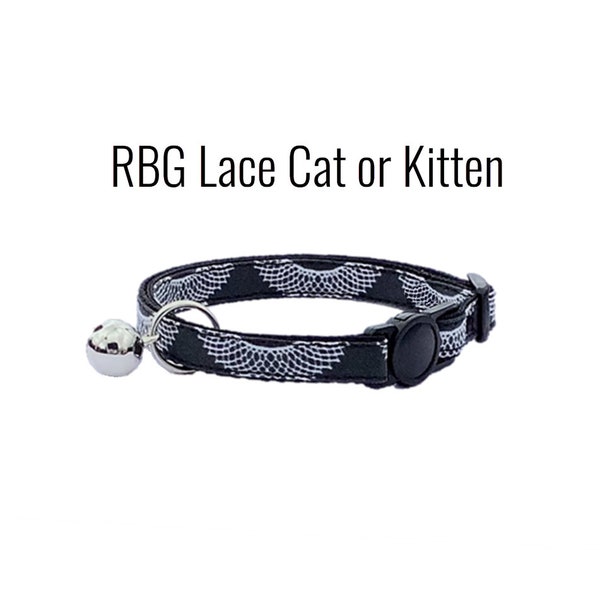 RBG Lace Cat or Kitten Collar | Ruth Bader Ginsberg | Black + White Collar