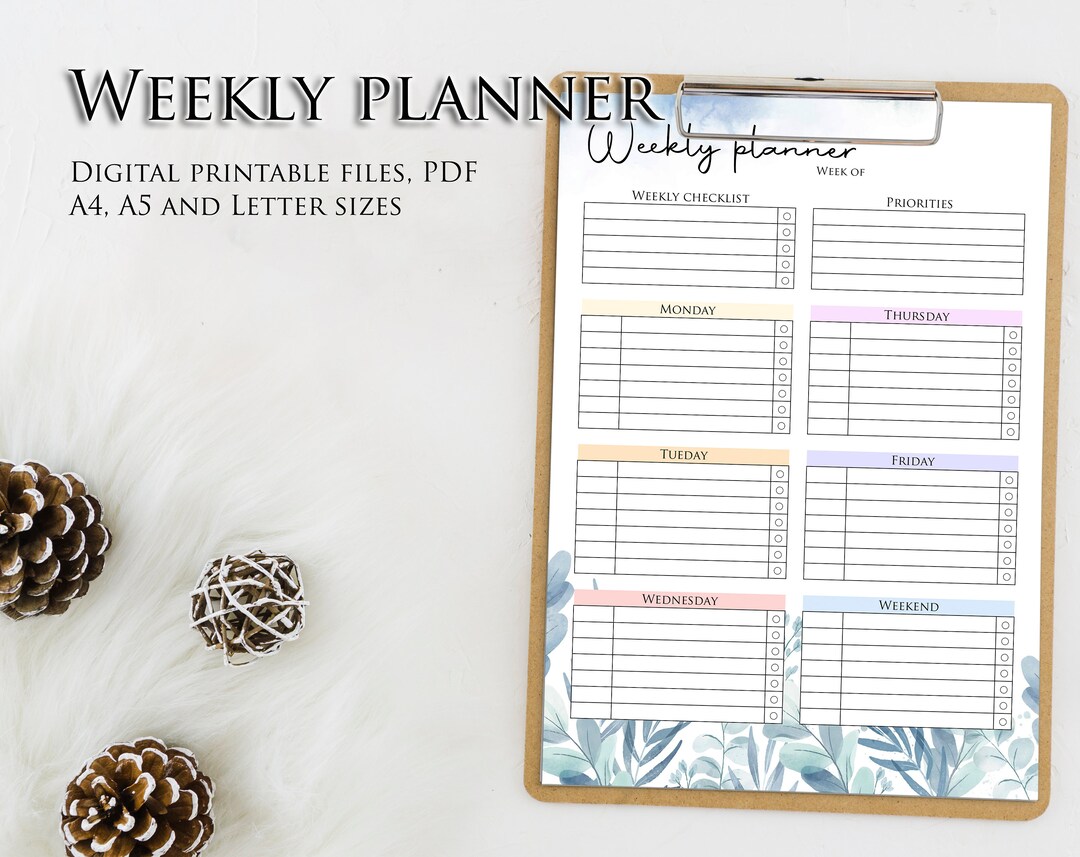 Simple Floral Weekly Digital Printable Planner /PDF/ Printable Note - Etsy