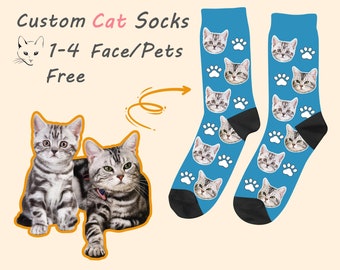 Customized Cat Socks - Put Your Cute Cat on Custom Socks, Cat Lovers, Cat GIft, Cute Cat Personalized, Cat Gift Socks, Mothers Day Gift