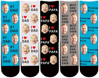 Custom Father's day socks, Funny Face Socks, Personalized socks, Gifts for Father's Day, Gifts for Dad, Gifts for him, I Love Dad, Best Dad