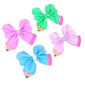 Pencil Hair Bows - Back to School Set of Four