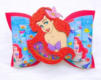 Ariel Mermaid Hair Bow, Mermaid Shaker Hair Bow, Ariel Hair Bow Clip, Ariel Mermaid Hair Clip, Littler Mermaid Bow, Princess Hair Bows.