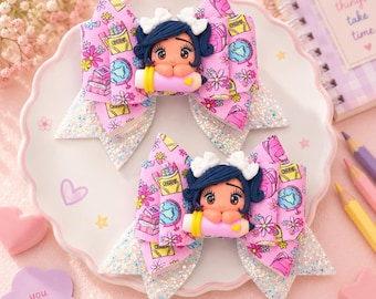 Back to School Hair Bow: Kindergarden Hair Clips - First Day Class Bows.
