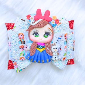 Frozen Hair Bows, Anna Hair Bow, Anna Princess Bow, Frozen Hair Clip, Frozen Hair Accessory, Frozen Birthday Hair Bow, Frozen Princess Bow.