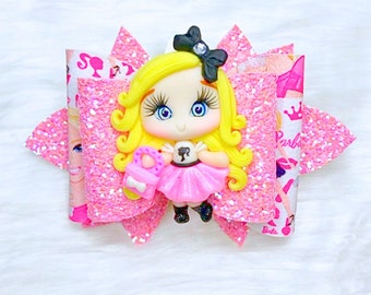 Barbie Hair Bow, Barbie Inspired Hair Bow, Pink Hair Bows, Barbie Hair Clip, Pink Barbie Hair Bow.